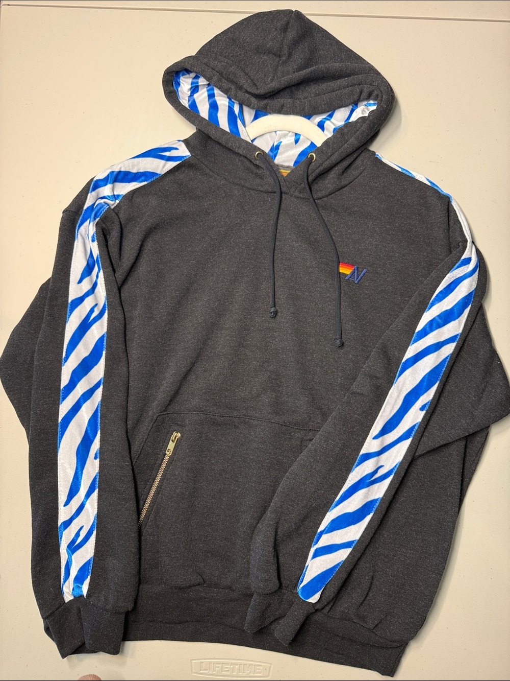 Aviator Nation SET Wild Collection Tiger Charcoal Blue Hoodie & Sweatpants sz M